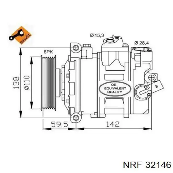 Купити 32146 NRF Компресор кліматичної установки