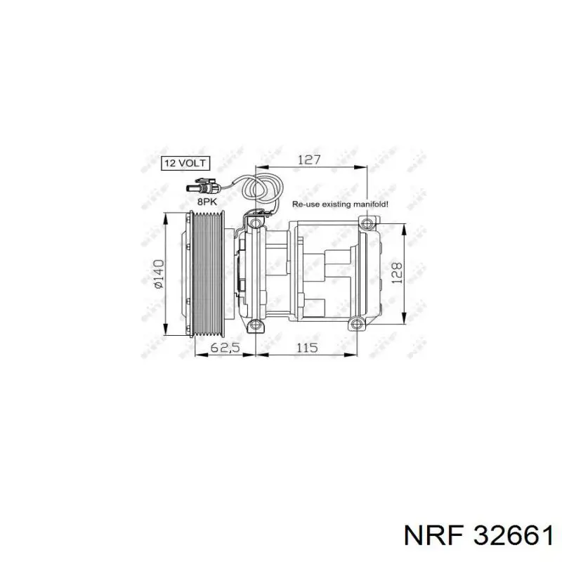 Купити 32661 NRF Компресор кліматичної установки