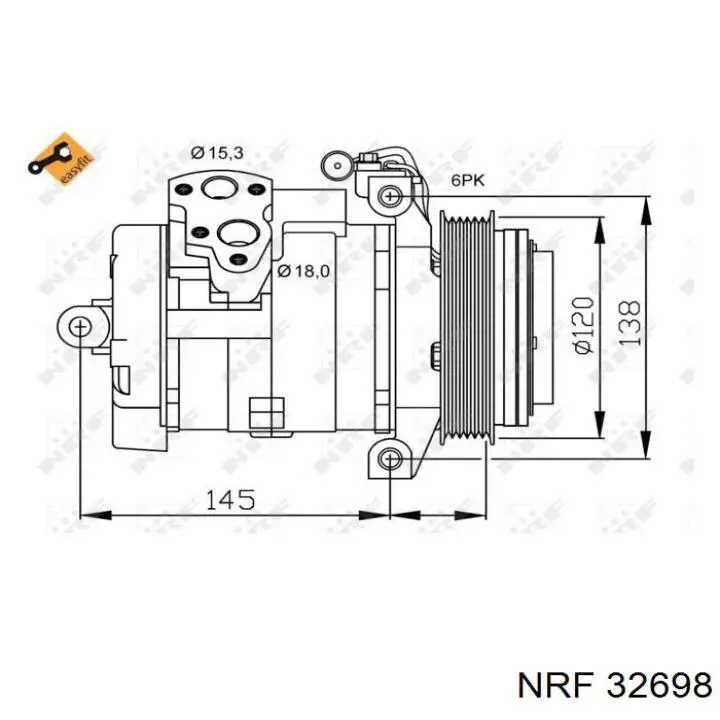 Компресор системи кондиціювання NRF 32698 ціна, від 237.28 USD