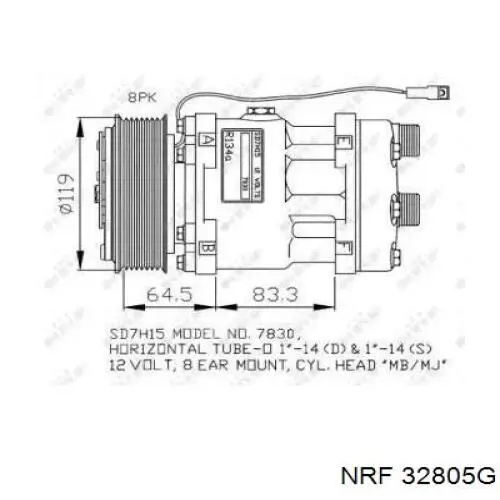 Компресор кондиціонера SD7H157830 Sanden