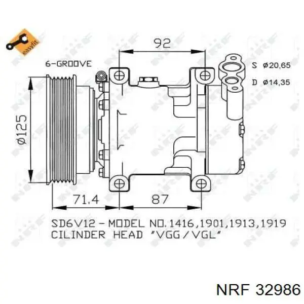 Купити 32986 NRF Компресор кліматичної установки