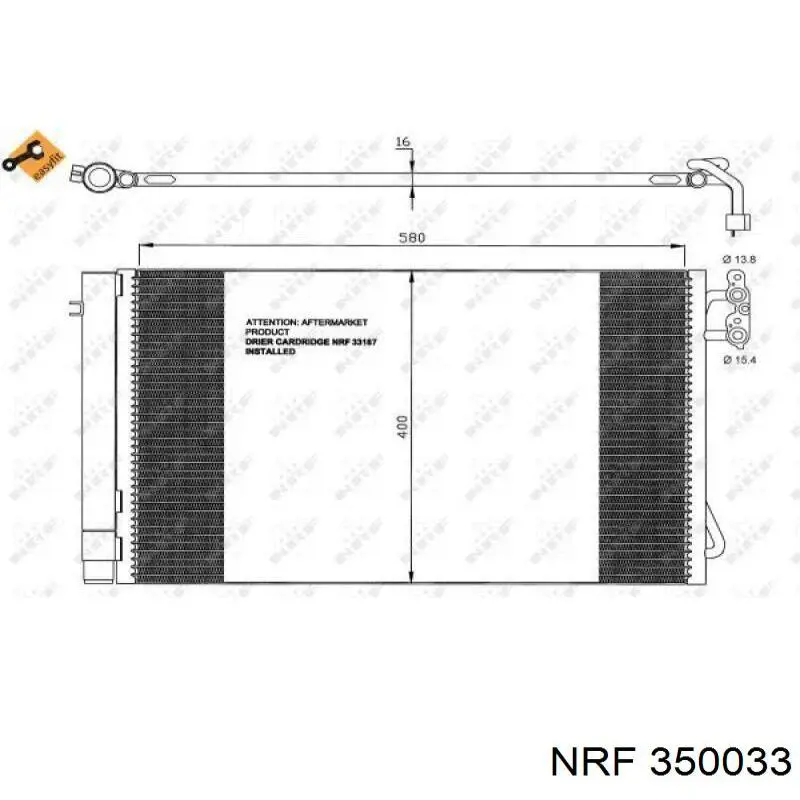 Радіатор кондиціонера 350033 NRF