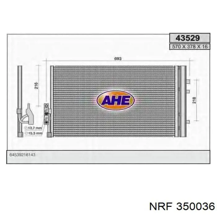 Радіатор кондиціонера 350036 NRF