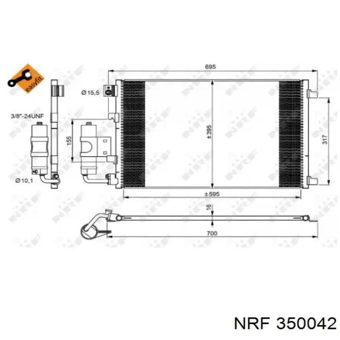 350042 NRF радіатор кондиціонера