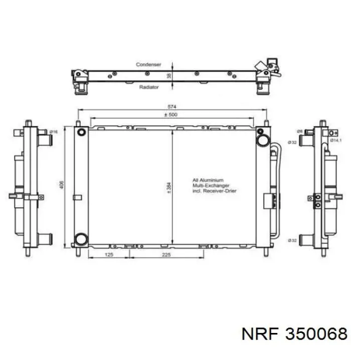350068 NRF радіатор охолодження двигуна
