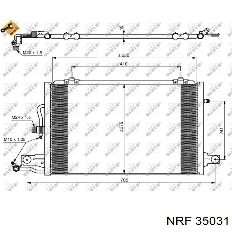 Купити 35031 NRF Радіатор системи охолодження кондиціонера