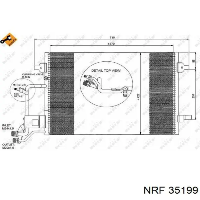 Радіатор охолодження кондиціонера NRF 35199