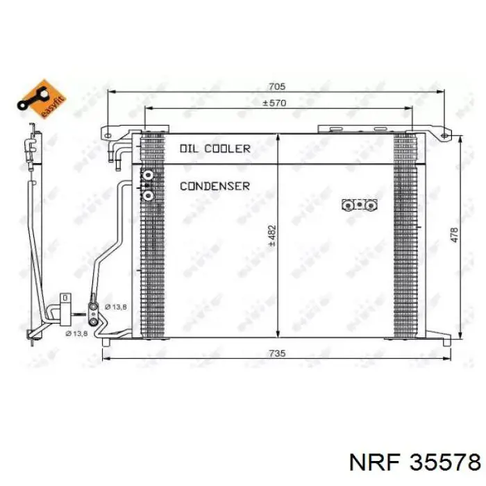 Купити 35578 NRF Радіатор системи охолодження кондиціонера