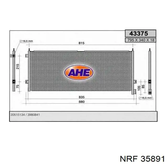 Радіатор кондиціонера 35891 NRF