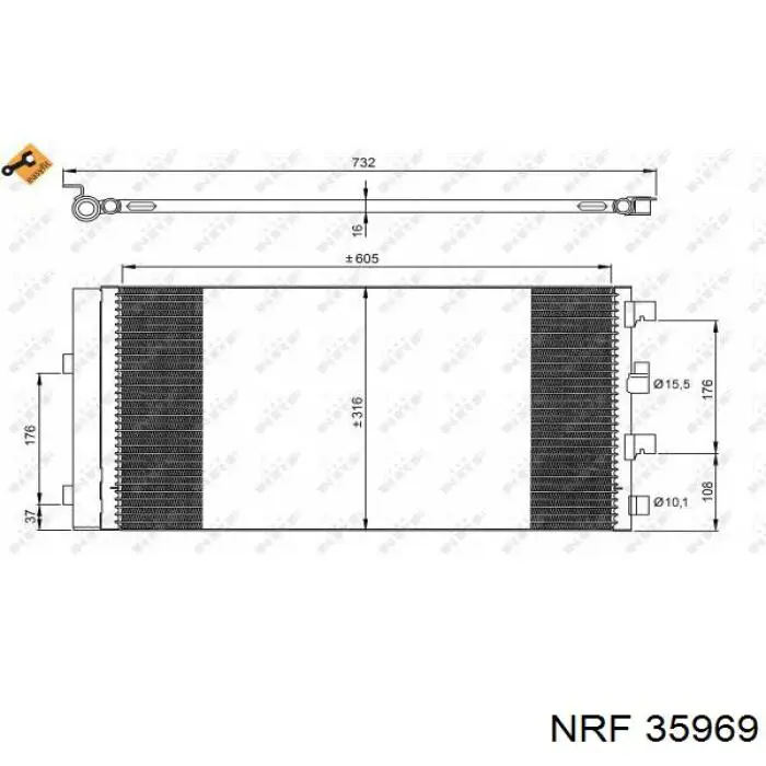 Купити 35969 NRF Радіатор системи охолодження кондиціонера
