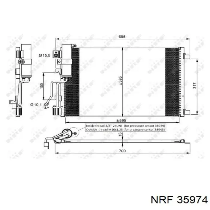 Радіатор кондиціонера 35974 NRF