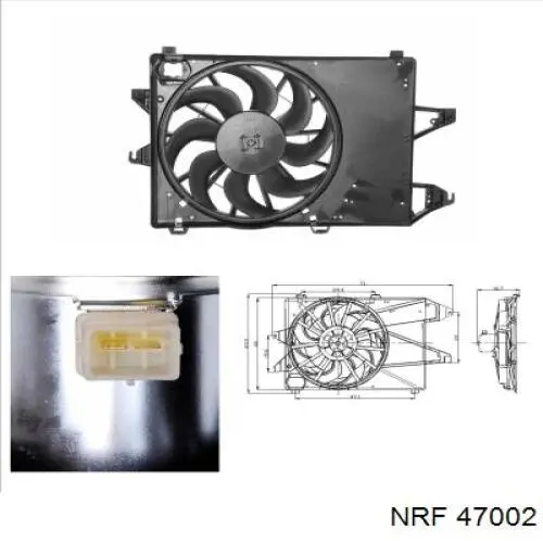 47002 NRF дифузор радіатора охолодження, в зборі з двигуном і крильчаткою
