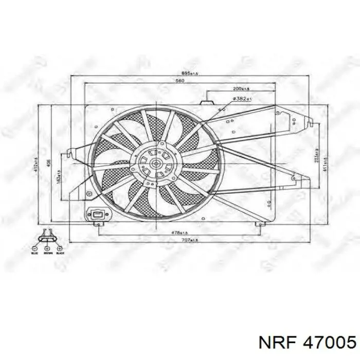 47005 NRF електровентилятор охолодження в зборі (двигун + крильчатка)