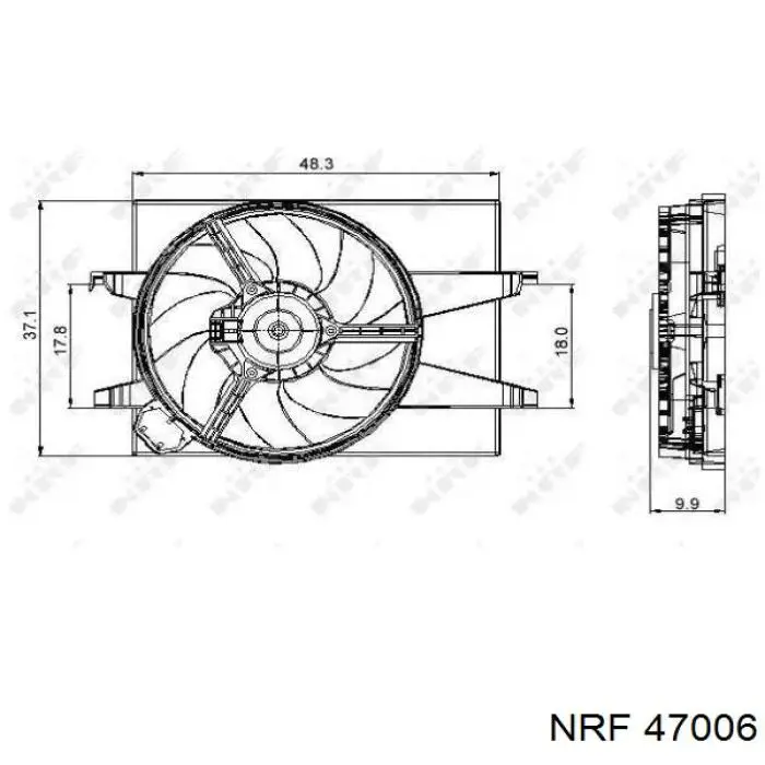 47006 NRF дифузор радіатора охолодження, в зборі з двигуном і крильчаткою