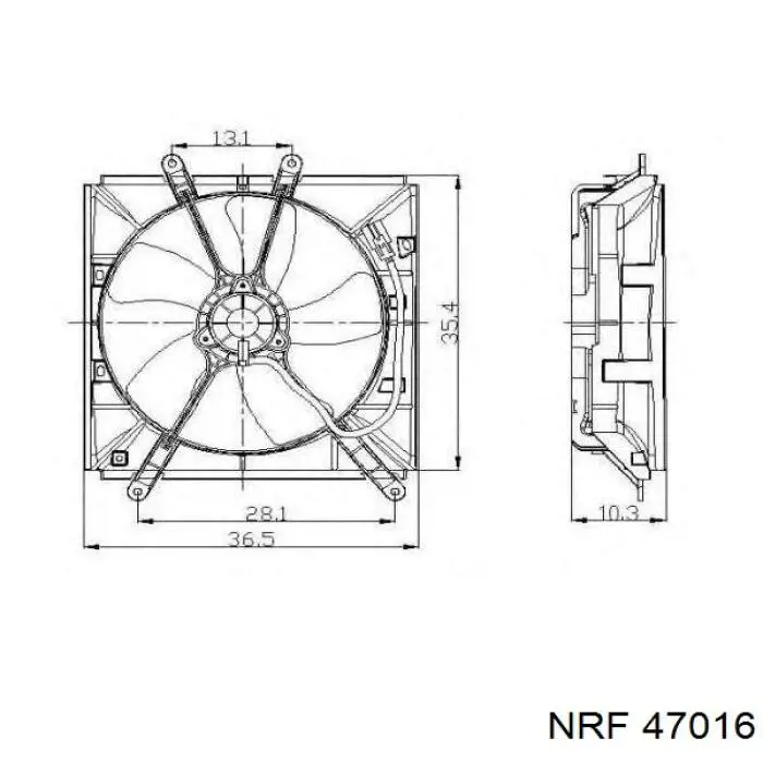 Купити 47016 NRF Дифузор радіатора охолодження, в зборі з двигуном і крильчаткою