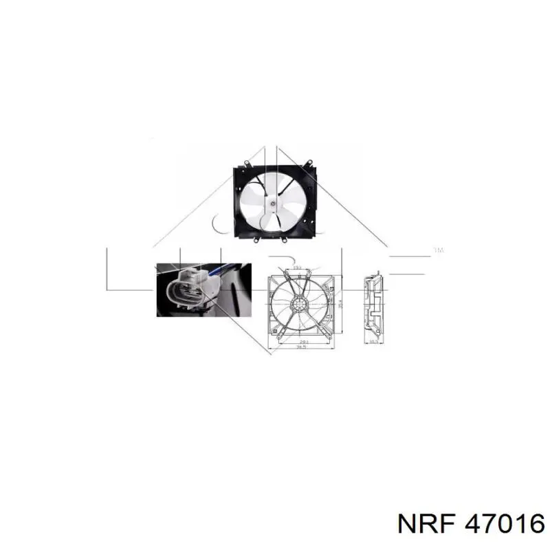 47016 NRF дифузор радіатора охолодження, в зборі з двигуном і крильчаткою