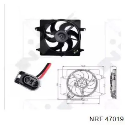 Купити 47019 NRF Дифузор радіатора охолодження, в зборі з двигуном і крильчаткою