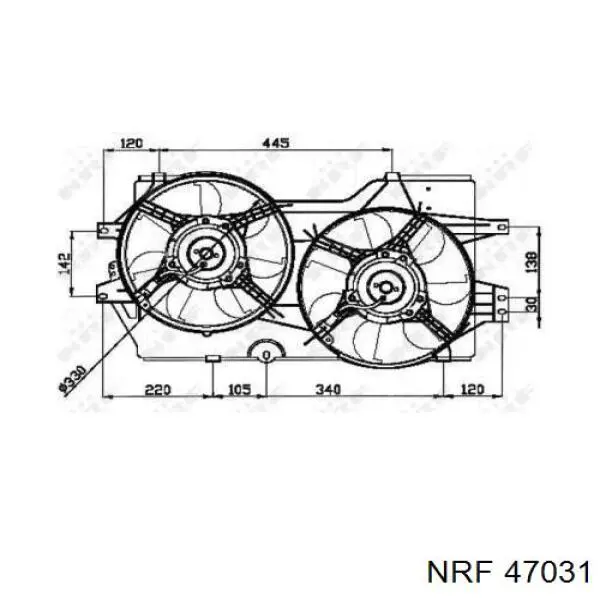 47031 NRF електровентилятор охолодження в зборі (двигун + крильчатка)