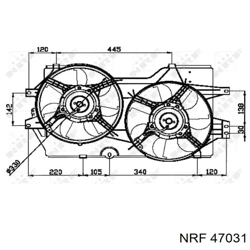 Купити 47031 NRF Електровентилятор охолодження в зборі (двигун + крильчатка)