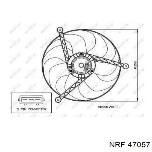 47057 NRF електровентилятор охолодження в зборі (двигун + крильчатка)