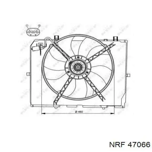 47066 NRF дифузор радіатора охолодження, в зборі з двигуном і крильчаткою