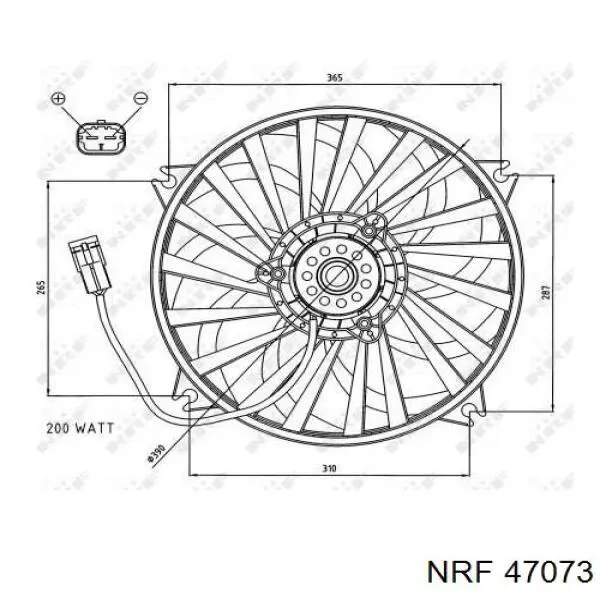 47073 NRF електровентилятор охолодження в зборі (двигун + крильчатка)