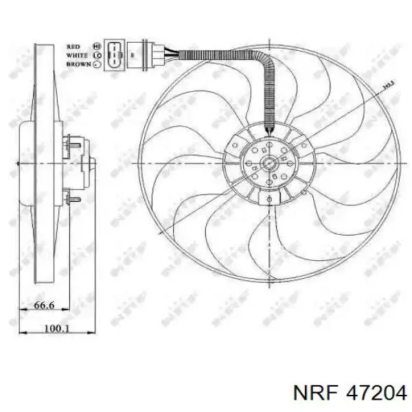 47204 NRF електровентилятор охолодження в зборі (двигун + крильчатка)