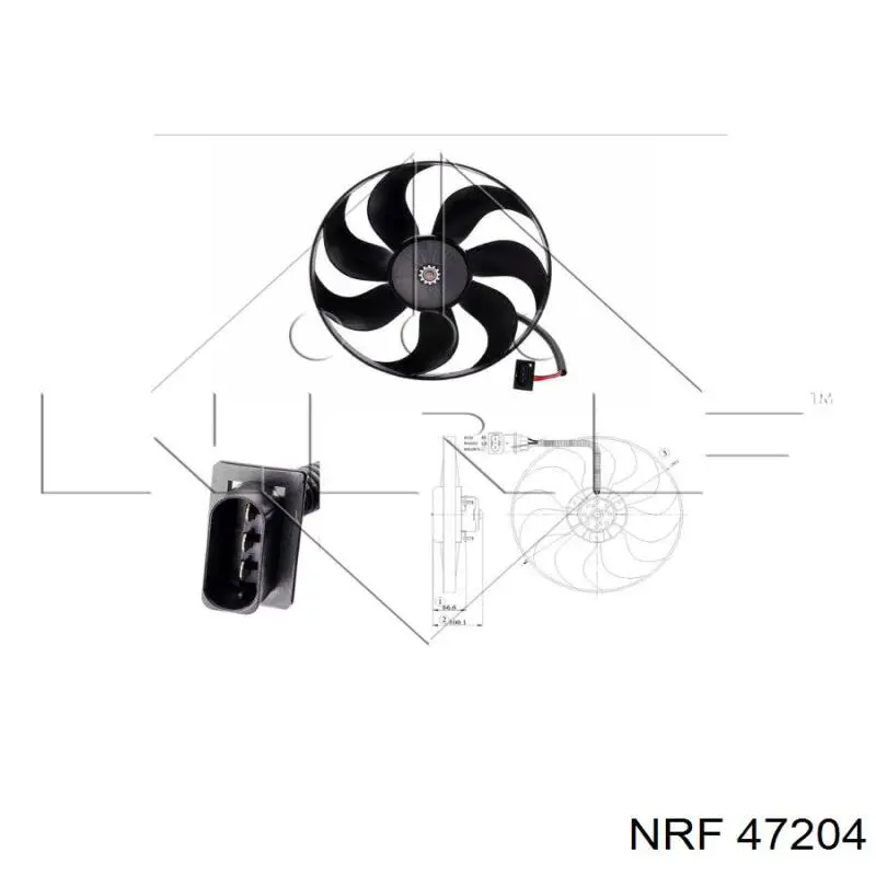 Купити 47204 NRF Електровентилятор охолодження в зборі (двигун + крильчатка)
