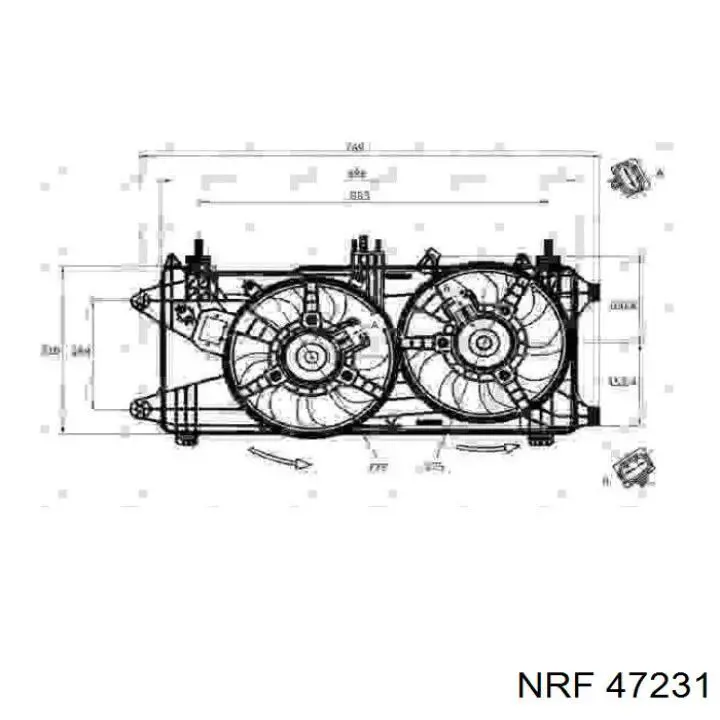 47231 NRF дифузор радіатора охолодження, в зборі з двигуном і крильчаткою