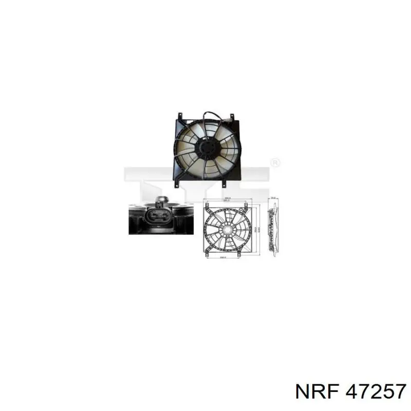 47257 NRF дифузор радіатора охолодження, в зборі з двигуном і крильчаткою