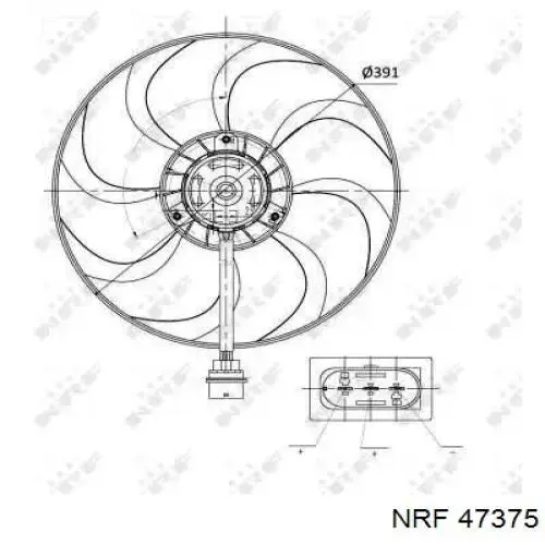 47375 NRF електровентилятор охолодження в зборі (двигун + крильчатка)