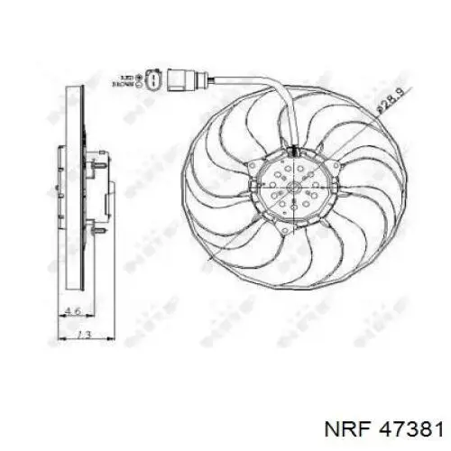 47381 NRF електровентилятор охолодження в зборі (двигун + крильчатка, правий)