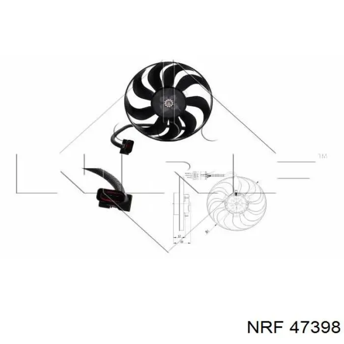 47398 NRF електровентилятор охолодження в зборі (двигун + крильчатка, правий)