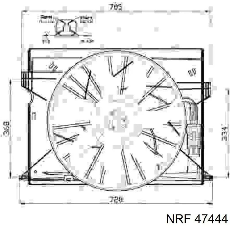 Купити 47444 NRF Електровентилятор охолодження в зборі (двигун + крильчатка), правий