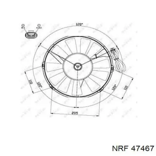47467 NRF електровентилятор кондиціонера в зборі (двигун + крильчатка)