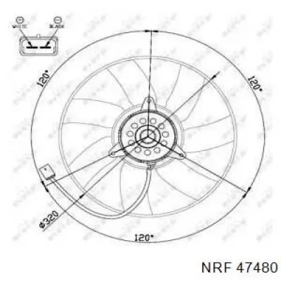 Електровентилятор охолодження в зборі (мотор + крильчатка), правий NRF 47480 ціна, від 34.91 USD