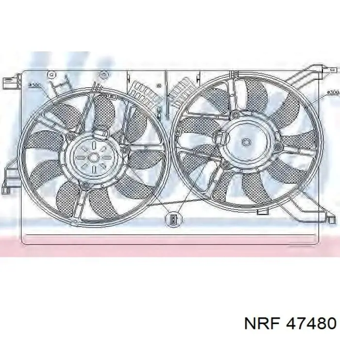 Електровентилятор охолодження в зборі (двигун + крильчатка), правий NRF 47480