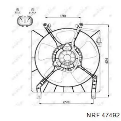 47492 NRF дифузор радіатора охолодження, в зборі з двигуном і крильчаткою