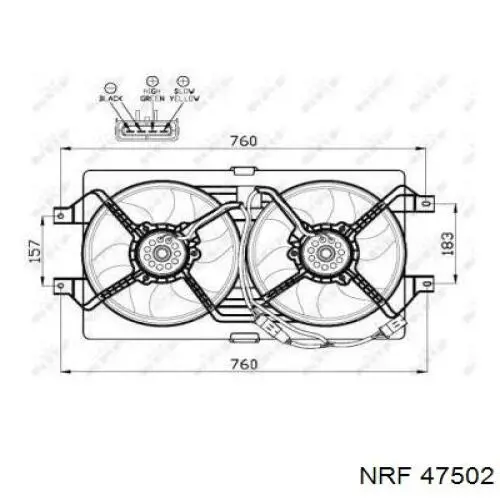 47502 NRF електровентилятор охолодження в зборі (двигун + крильчатка)