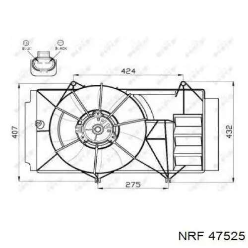 Мотор вентилятора системи охолодження, лівий 47525 NRF
