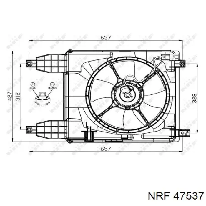 Купити 47537 NRF Дифузор радіатора охолодження, в зборі з двигуном і крильчаткою