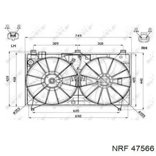 1636331050 Toyota Мотор вентилятора системи охолодження, лівий