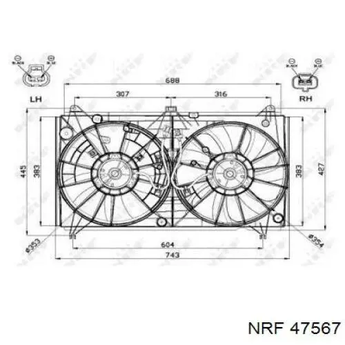 47567 NRF двигун вентилятора системи охолодження, лівий