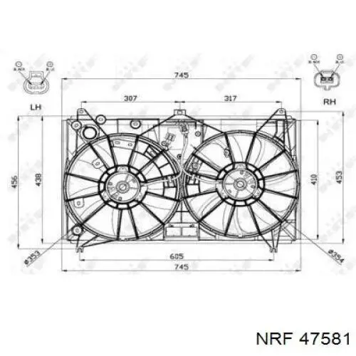 47581 NRF двигун вентилятора системи охолодження, правий