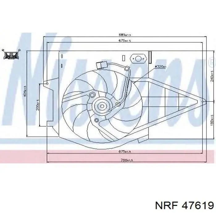 47619 NRF електровентилятор охолодження в зборі (двигун + крильчатка)