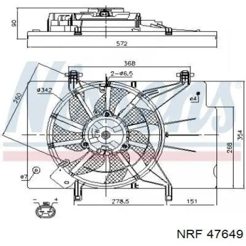 47649 NRF дифузор радіатора охолодження, в зборі з двигуном і крильчаткою