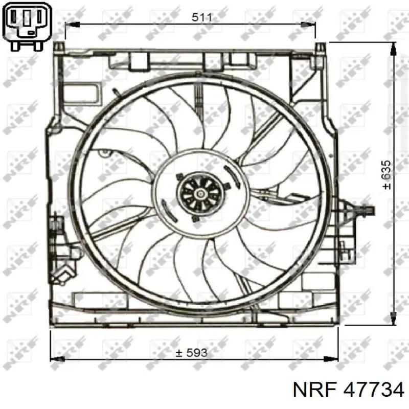 47734 NRF дифузор радіатора кондиціонера, в зборі з крильчаткою і двигуном