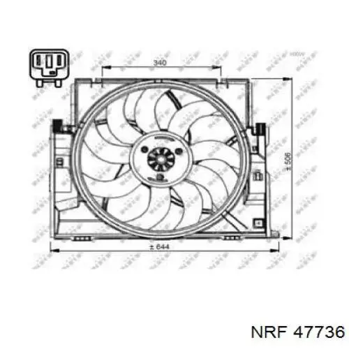 47736 NRF електровентилятор охолодження в зборі (двигун + крильчатка)