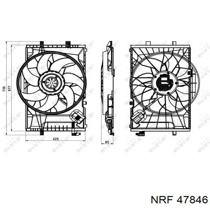 47846 NRF дифузор радіатора охолодження, в зборі з двигуном і крильчаткою