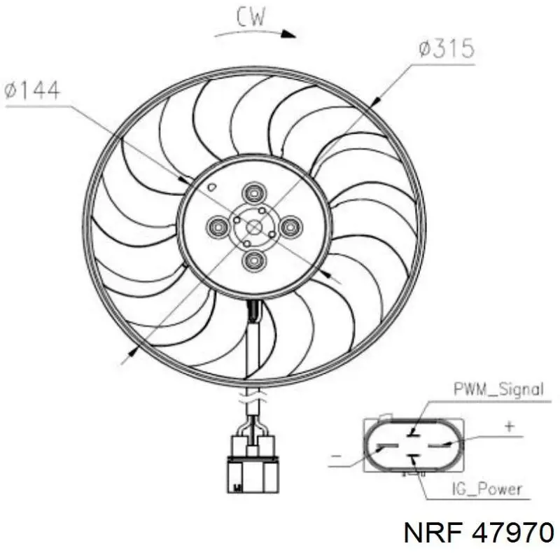 Двигун вентилятора системи охолодження, правий NRF 47970 ціна, від 203.04 USD
